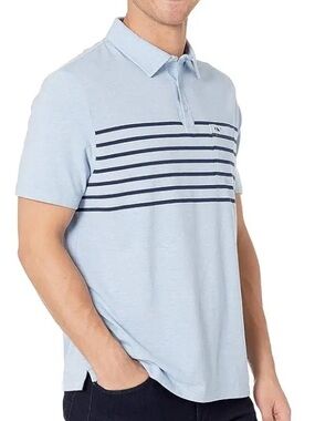 Vineyard Vines Boys Edgartown Polo Blue Navy Stripe Size 16 L Pocket Old Money